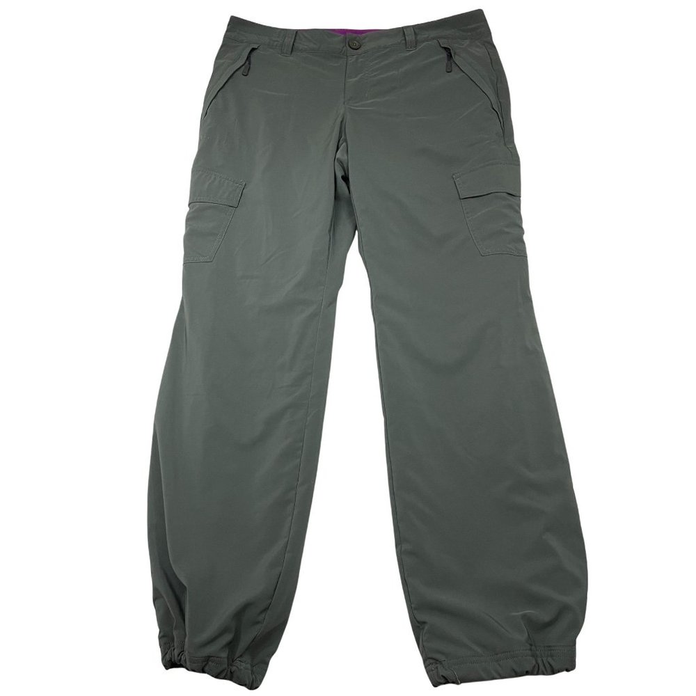 Eddie Bauer Womens Fleece Lined Cargo Jogger Pants Size 12 Gray Hiking Outdoor